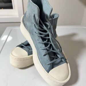 Converse Blue High-Top Sneakers with Canvas Material and Thick Sole